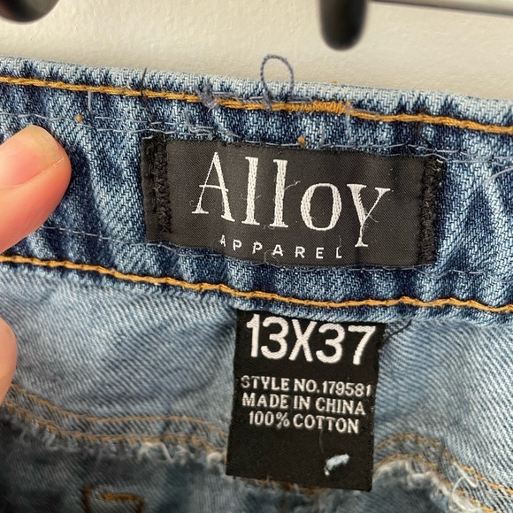 Alloy Apparel, 13, long length beaded waistband distressed medium wash rough hem - Picture 5 of 6